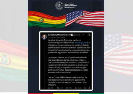 Cancillería resalta el fortalecimiento de la cooperación con EEUU tras el respaldo de la Administración Trump